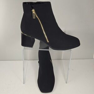 Andiamo Arebecca Black Faux Suede Square Toe Block Heel Ankle Boots Womens 9.5M‎